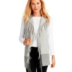 Vineyard Vines Grey Wool Fringe Vest